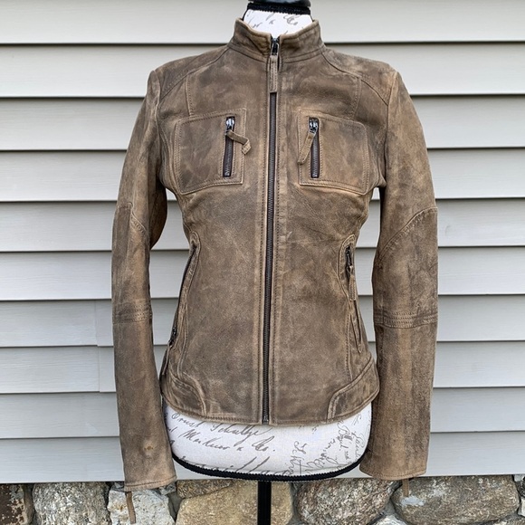 Buffalo OUTERWEAR by David Bitton Brown Distressed Nubuck Leather Jacket - Picture 2 of 16